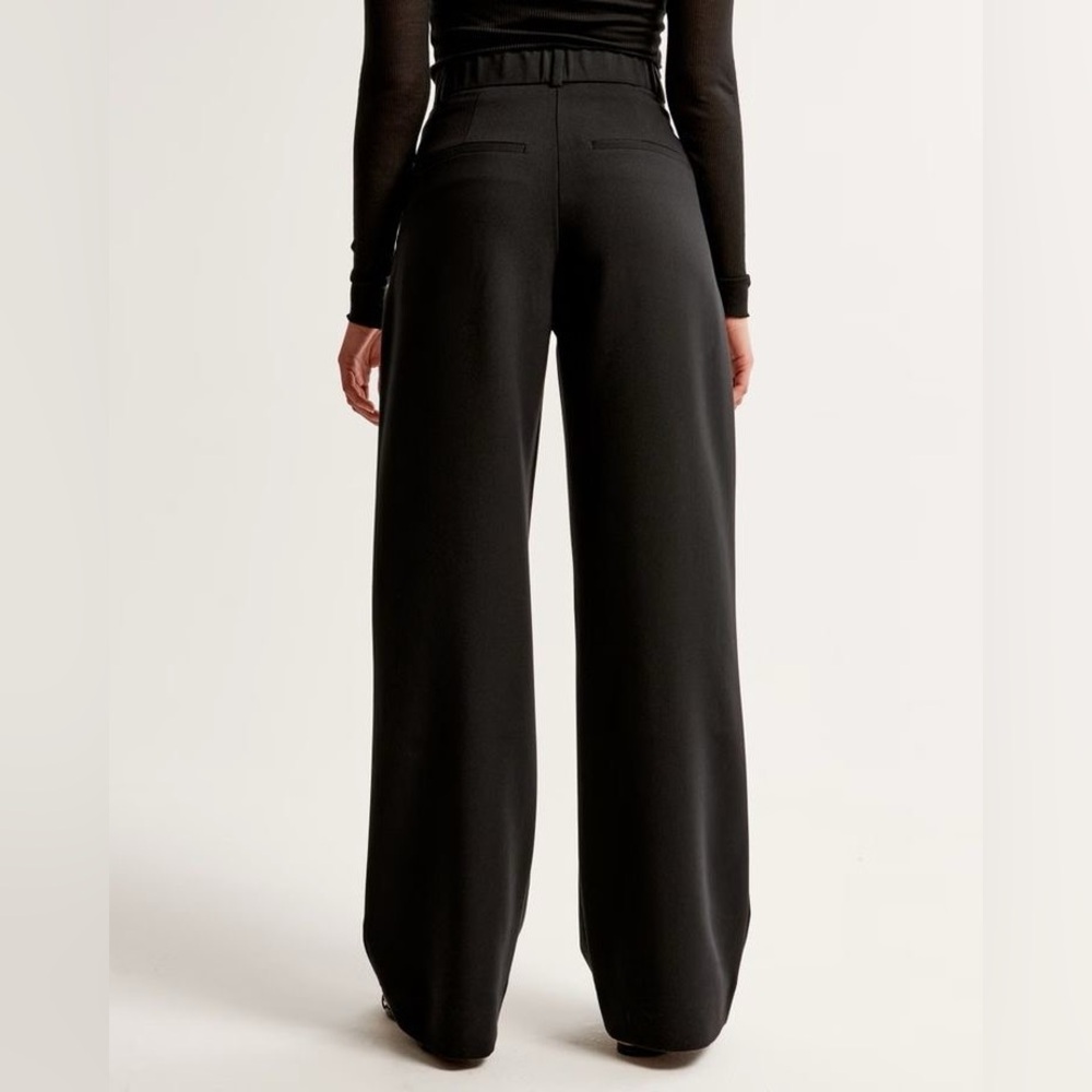 Abercrombie Black Wide Leg Trouser Pants Elastic Minimalist Old Money Relaxed 27 - Picture 4 of 8